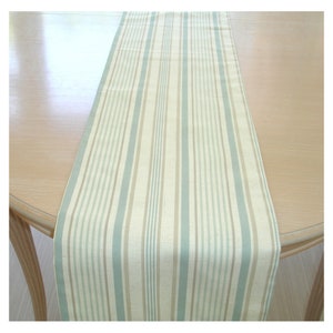 Table Runner Duck Egg Beige Stripes Dining Tableware 3ft 4ft 5ft 6ft 7ft 8ft 9ft 36&quot; 48&quot; 60&quot; 72&quot; 84&quot; 96&quot; Striped Cotton Washable Overlay