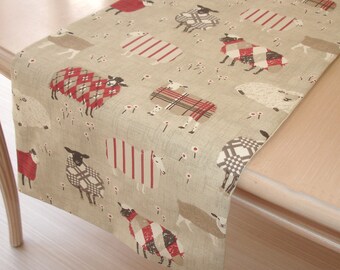 Sheep Table Runner 3ft 4ft 5ft 6ft 36" 48" 60" 72" Red Black Brown Animals Dining Theme Farmhouse