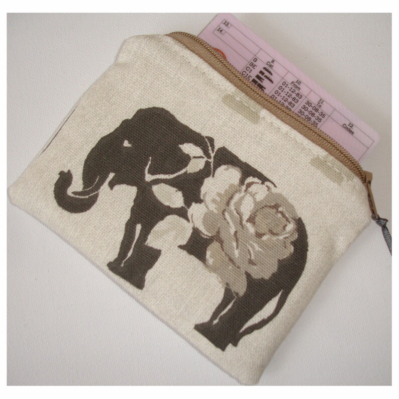 Grey Elephant Credit Card Size Zipped Purse