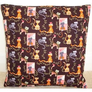 Brown Cat Pillow Cover 16&quot; Cats Cushion Case Sham 16x16 Pillowcase Kittens Pink Orange Grey