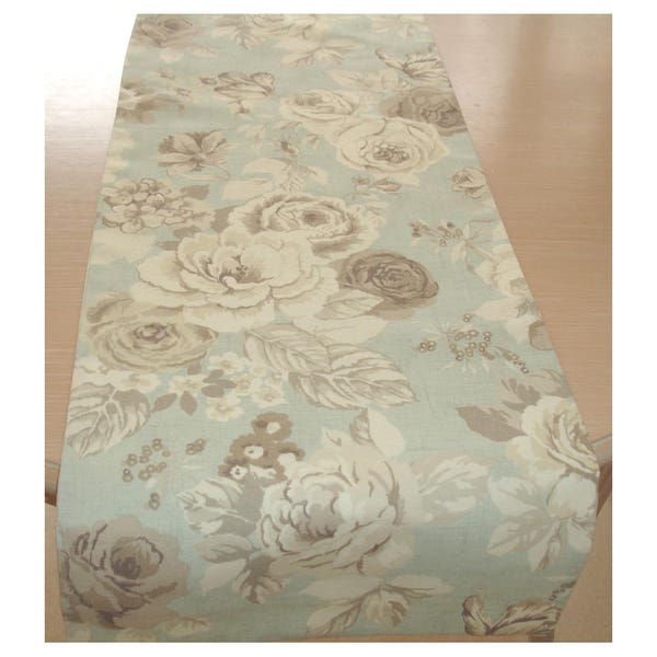 48" Table Runner 120cm Beige Taupe Brown Roses Flowers Duck Egg Blue 4ft Coffee Overlay Piano Sideboard Console Cottagecore