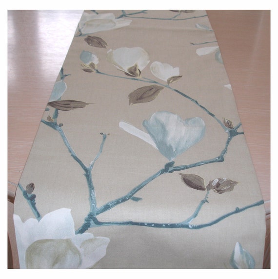 Baumwolle Magnolie Elfenbein Blau Ente Creme Braun 4ft 120cm Taupe Ei Zweige Moderne und Beige Tischläufer 48