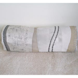 Bolster Cover 16&quot; x 6&quot; Platinum Metallic Silver Gold Brocade Jacquard Designer Cushion Sham Cylinder Pillow Case Neck Roll Round Textured