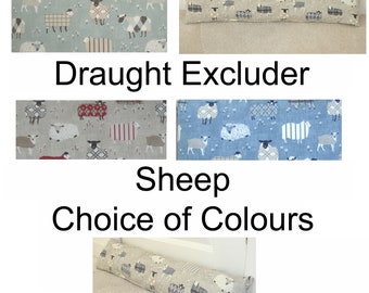 Draught Excluder Sheep Door Snake Wind Draft Breeze Dodger Blocker 32" 35" or 40" Long Grey Blue Red Duck Egg Door Stop Stopper