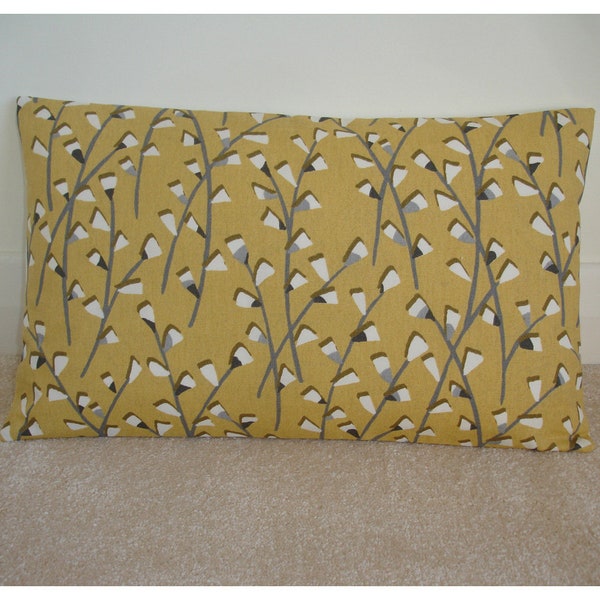 12x16 Pillow Cover Saffron Mustard Yellow Ochre and Grey Oblong Bolster 16"x12" Cushion Case Sham Slip Pillowcase Mustard Retro Modern Gray