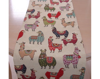 Table Runner Llama Alpaca 3ft 4ft 5ft 6ft 36" 48" 60" 72"  Modern Llamas Alpacas Tapestry