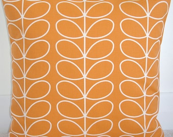 24x24 Orange Pillow Cover 24" Cushion Case Slip Sham Pillowcase Papaya Orange and Ivory Cream Linear Stem Leaves Gray 60cm Geometric