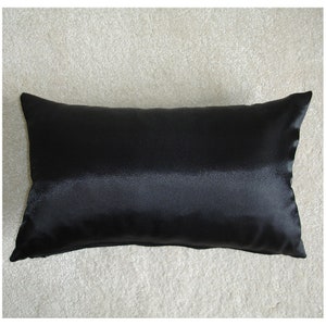 Silk Travel Pillow Cover Mulberry Silk Hypoallergenic Tempur SMALL 10x16 Case 22 MOMME Grade 6A Luxury 22mm Sham Slip Pillowcase Black
