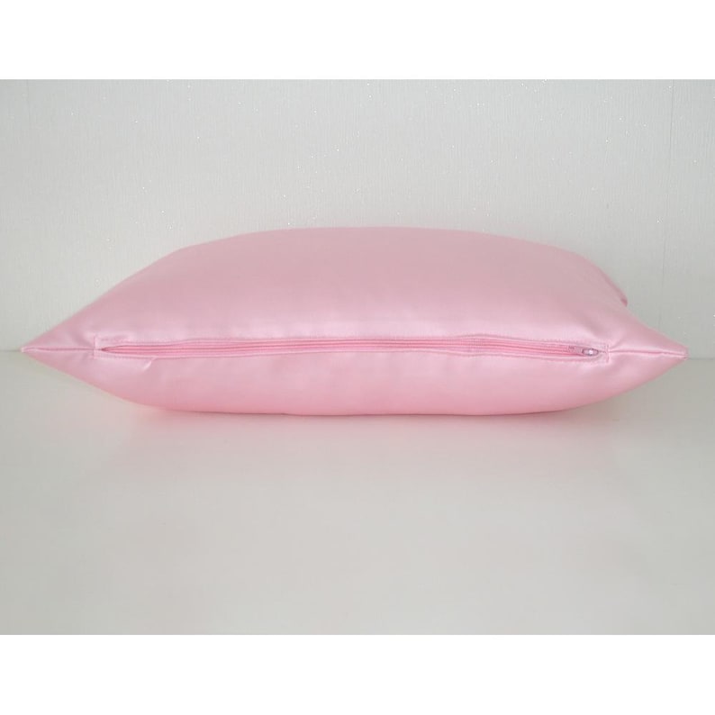 Satin Travel Pillow Cover Tempur SMALL 10x16 Case Luxury Hair and Skin Casper Nap Sham Pillowcase Pink Black White Grey Navy Blue Purple image 10