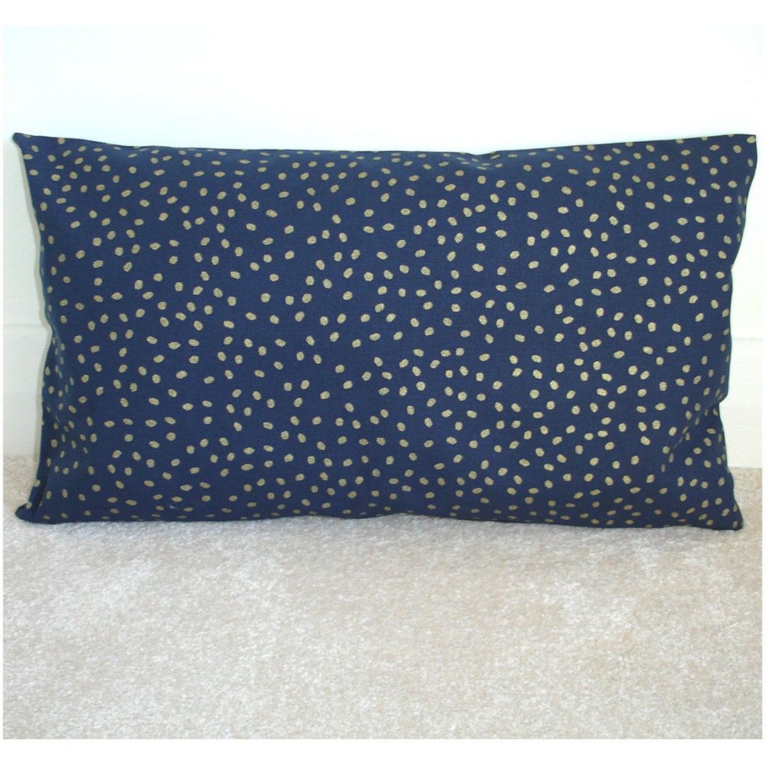 Navy Blue and Gold Cushion Cover 12x20 Blue Pillow Sham Oblong Bolster