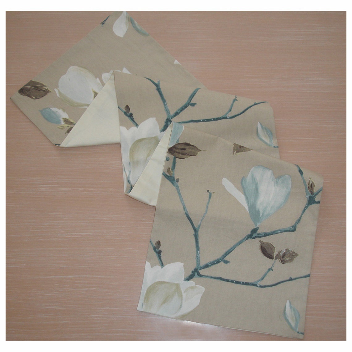 SMALL 3ft Table Runner Duck Egg Blue and Ivory Cream Taupe Etsy