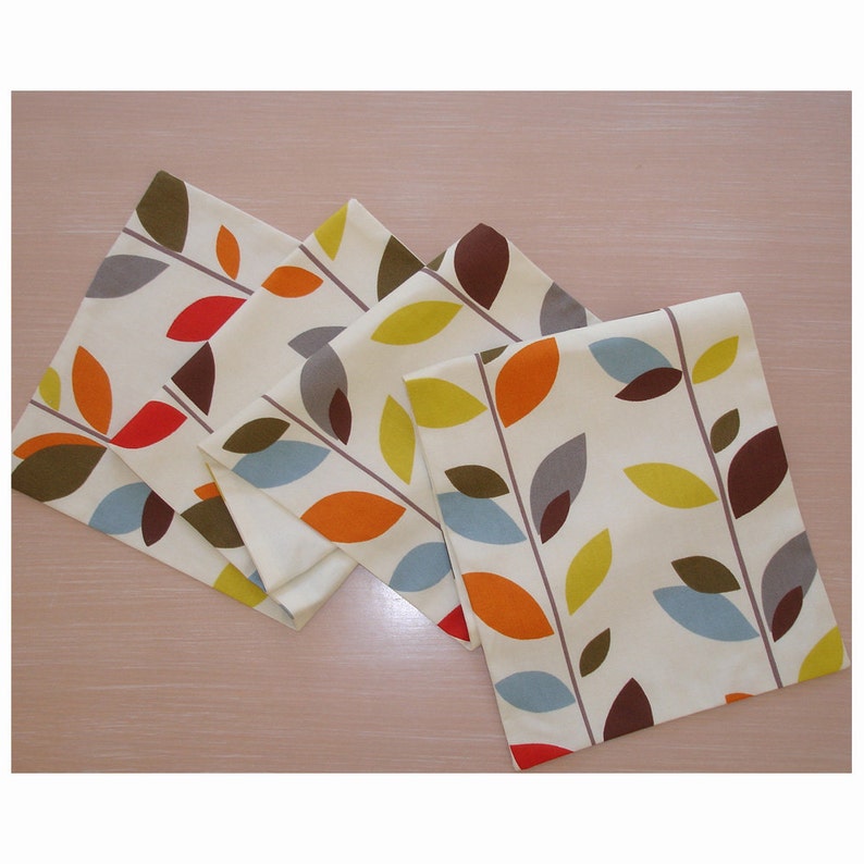 96 Table Runner 240cm Retro Red Blue Orange Brown Mustard Green Stem Leaves 8ft Long Dining Table Runner