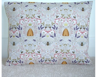 Beehive Pillow Cover Bee 12x16 Oblong Bees Lavender Garden Floral Cushion Case Sham Pillowcase 40cm