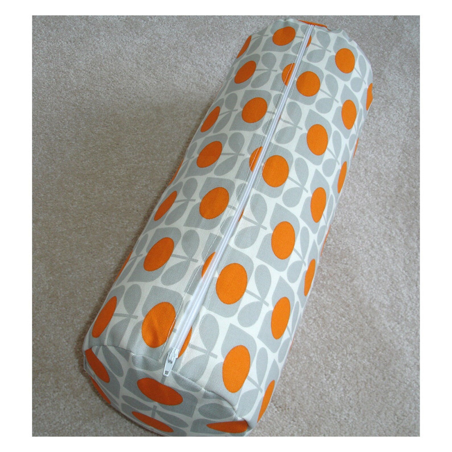 Cylinder Bolster Pillow Cover Orange and Grey 8x18 Neck Roll Etsy