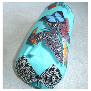 Butterfly Bolster Cover 6x16 Cylinder Pillow Sham Christian Lacroix 16" x 6" Butterflies Accent Case Slip Throw Turquoise Lagon 40cm