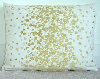 Gold Embroidered Cushion Cover 12x16 Luxury 16"x12" Oblong Pillow Sham Bolster With Zip Case Pillowcase Hollywood Regency Embroidery Spots
