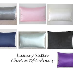 Satin Travel Pillow Cover Tempur SMALL 10x16 Case Luxury Hair and Skin Casper Nap Sham Pillowcase Pink Black White Grey Navy Blue Purple image 1