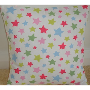 Stars Pillow Cover 16x16 Cath Kidston Nursery Pink Blue Red Green Shooting Star 16" Throw Cushion Case Sham Slip