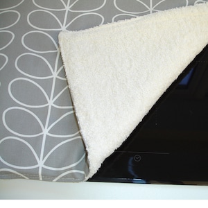 Oven Stove Cooker Cover Grey 32&quot; x 22&quot; Electric Induction Hotplate Hob Top Surface Saver Mat Kitchen Pad Topper Linear Stem Leaf Silver Gray