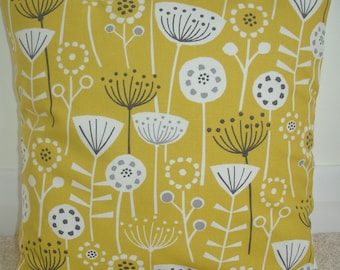 Pillow Cover Yellow Ochre Grey MCM Atomic Cushion Case Sham Pillowcase Mustard Gray 16x16 18x18 Retro Seedheads Scandi 16" 18" 20" 24" 26"