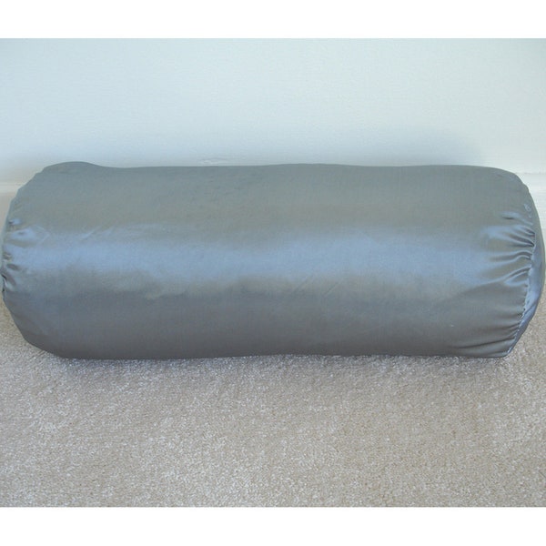 Satin Bolster Pillow Cover 6x16 Grey Neck Roll Cylinder Round Scatter Throw Cushion Sham Case Gray Luxury Bed Bedroom