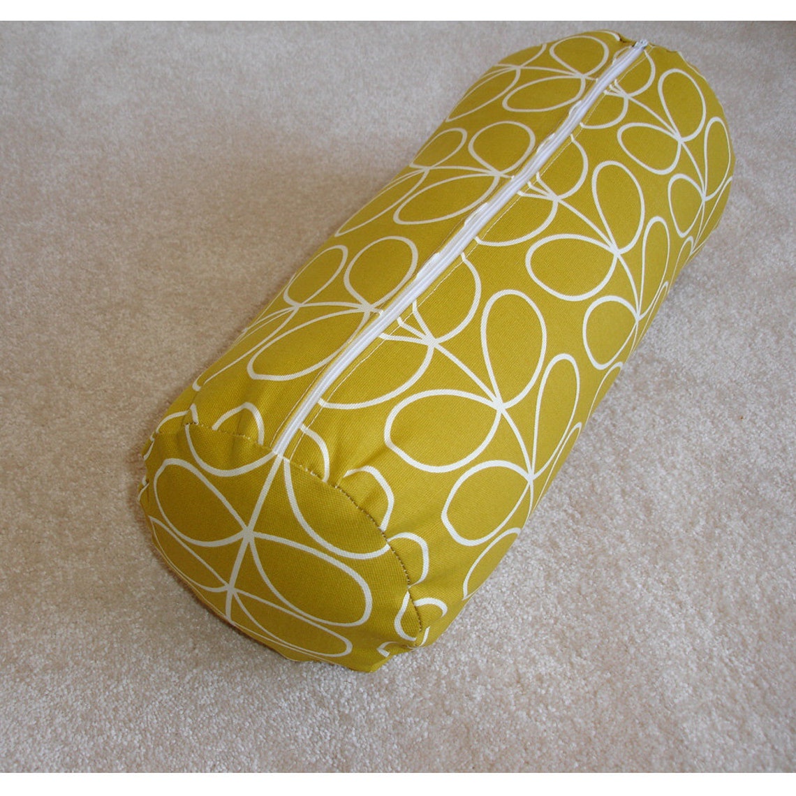 Cylinder Bolster Pillow Cover Yellow Ochre 8x18 Neck Roll Etsy