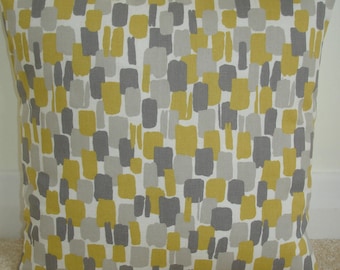 14x14 Pillow Cover Saffron Yellow Ochre and Grey 14" Cushion Case Sham Slip Pillowcase Gray Mustard Retro Modern Contemporary 35cm