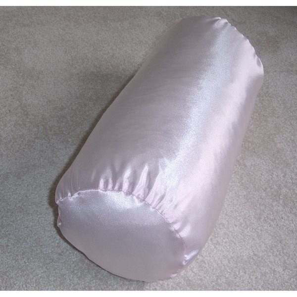 Pink Satin Bolster Pillow Cover 6x16 Neck Roll Cylinder Round Scatter Throw Cushion Sham Case Light Baby Pink