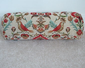 Bolster Cover 16&quot; 18&quot; Round End Bolster Pillow Sham Red Birds and Flowers Tapestry Cylinder Scatter Throw Cushion Case Neck Roll 6x16 8x18