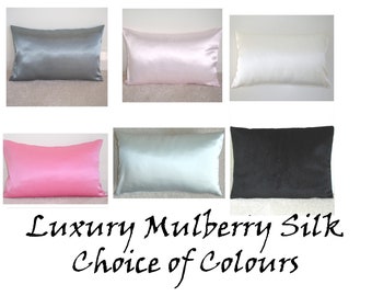 Mulberry Silk Travel Pillow Cover Silk Hypoallergenic Tempur SMALL 10x16 Case 22 MOMME Grade 6A Luxury 22mm Sham Pillowcase Black Ivory Grey