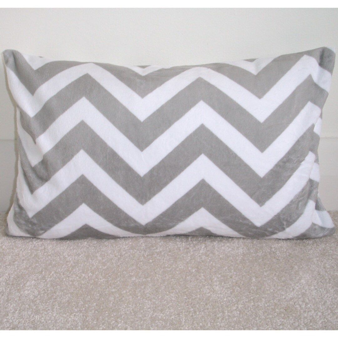 10x16 Tempur Travel Minky Chevron Pillow Cover With Zip 40x26cm Grey