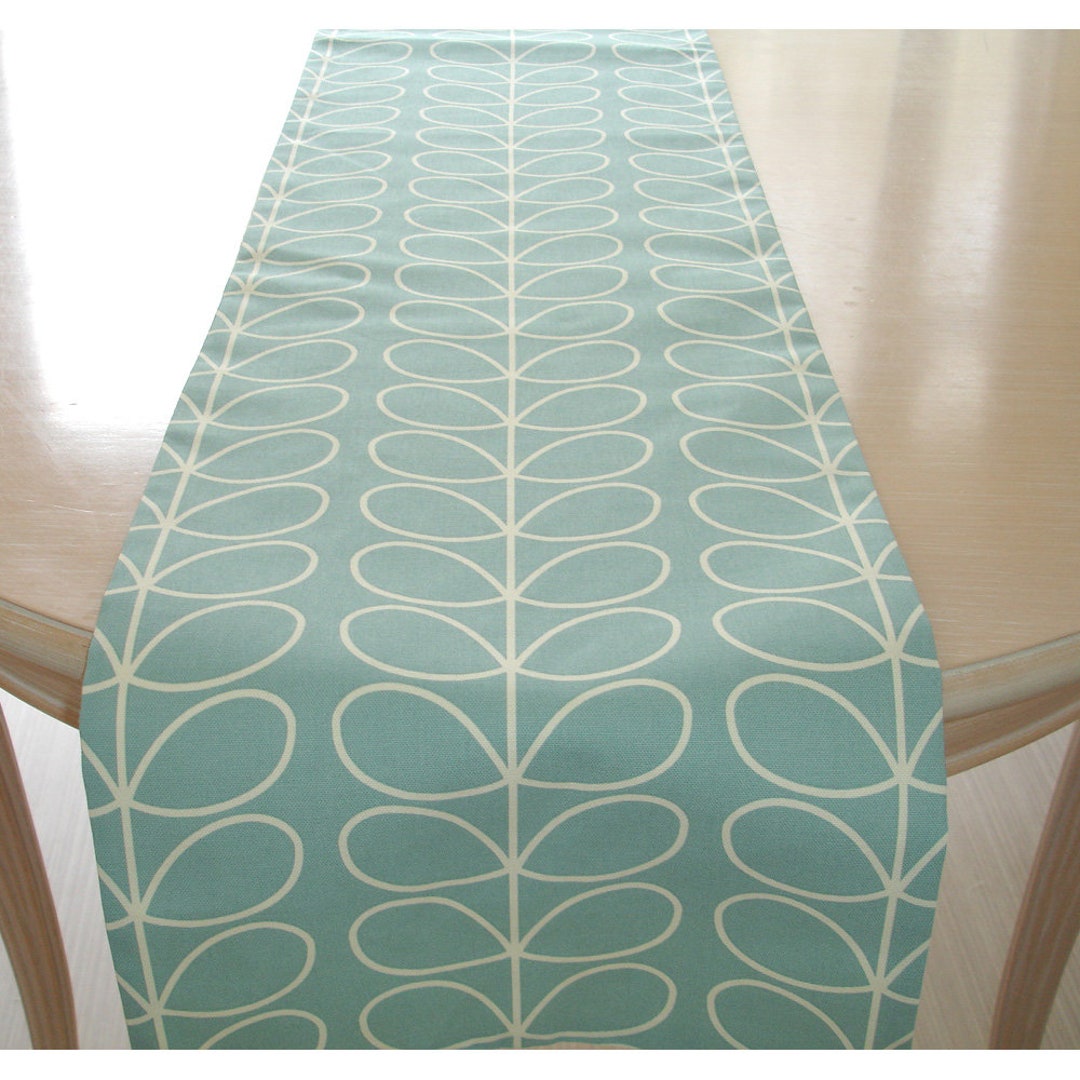 Duck Egg Table Runner Dining 7ft Linear Stem Leaves 84 Modern Long