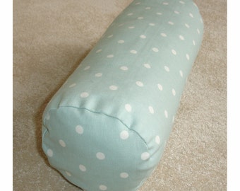 Neckroll 16"x6" Rounded-end Cylinder Bolster Pillow Cover Neck Roll Round End Cushion Sham Case Zippered Polka Dots Duck Egg and White Dot