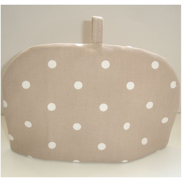 Tea Cosy Polka Dot Taupe Beige Brown and White Dots Spot Spots Dotty Cozy