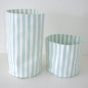 Toilet Loo Roll Holder Basket Bathroom Storage Bin Shampoo Tidy Duck Egg Striped  1 2 or 3 Rolls