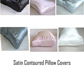 Tempur Original Cervical Travel Pillow COVER ONLY SMALL Satin 25x31cm Case Neck Gray Pink Ivory Black Navy Blue Pillowcase Luxury Hair Skin