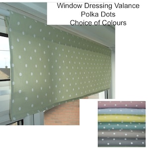16&quot; Length Window Valance Cafe Curtain Treatment Top Rod Pocket Pelmet Kitchen Bathroom Polka Dot Green Blue Pink Duck Egg Yellow Grey Brown