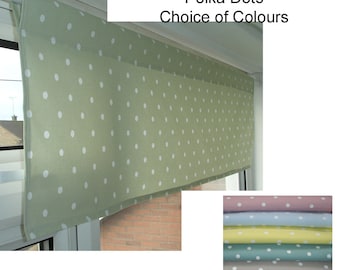 16" Length Window Valance Cafe Curtain Treatment Top Rod Pocket Pelmet Kitchen Bathroom Polka Dot Green Blue Pink Duck Egg Yellow Grey Brown