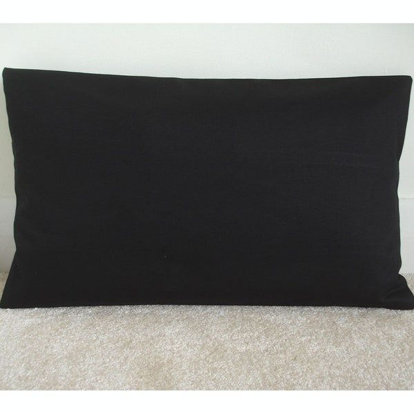 Black Pillow Shams Cushion Covers Bolster Rectangle Oblong Lumbar Rectangular Case Pillowcase Plain Block Solid Colour 12x16 12x20 20x26