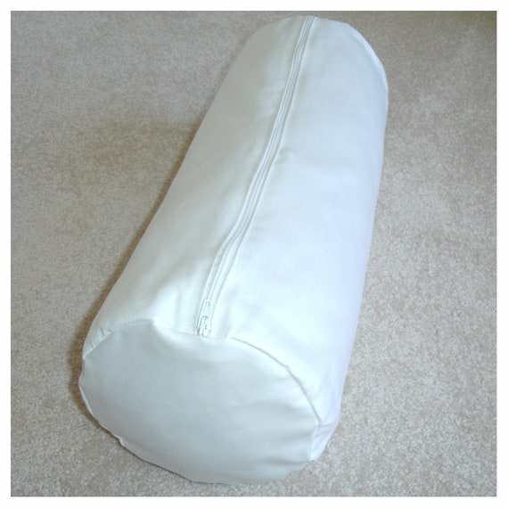 White Bolster Pillow Cylinder COVER ONLY All Sizes Round Ended End