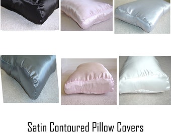 Tempur Original Pillow COVER ONLY Satin Case Neck Medium Large XL Queen Size Cushion Pillowcase Plain Solid Colour Black Pink Grey Navy Blue