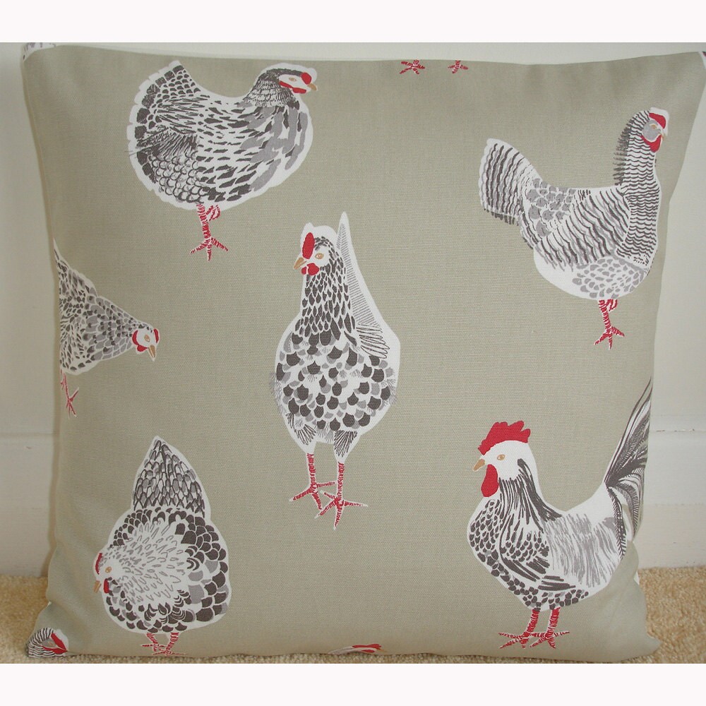 Chicken Pillow Cover 18x18 Farmyard Chickens 18 Accent | Etsy