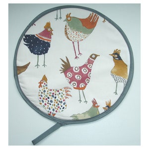 Hens Aga Hob Lid Mat Pad Round Hotplate Hat Cover Chicken Rooster Hen Hens Roosters Farm Farmyard Country Kitchen Topper With Loop Chickens