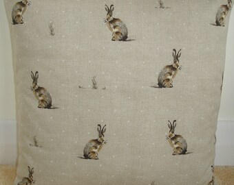16" Pillow Cover Hartley Hare Fabric 16x16 Cushion Sham Slip Case Pillowcase Hares Animals Rabbit Farm Farmyard Rabbits