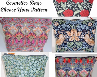 Make Up Bag Cosmetics Toiletries Purse Pouch Liberty of London Fabric Cosmetic Choose Ianthe Clover Strawberry Thief Hammersmith