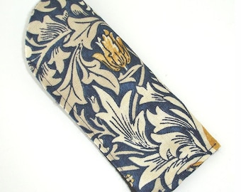 William Morris Glasses Sleeve Tapestry Snakeshead Blue Indigo Hemp Case Soft Cozy Eyeglass Spectacles Specs