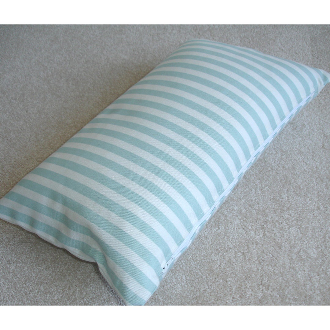 10x16 Tempur Travel Pillow Cover With Zip 40x26cm Duck Egg Blue Striped