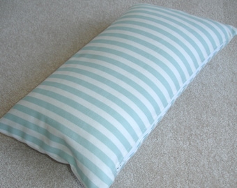 10x16 Tempur Travel Pillow Cover with Zip 40x26cm Duck Egg Blue Striped Bolster Oblong Cushion Case Sham Pillowcase 16"x10" Stripes Stripe