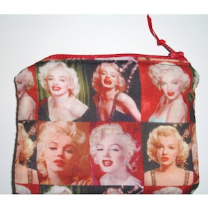 Porte-monnaie Marilyn Monroe avec pochette zippée rouge glamour