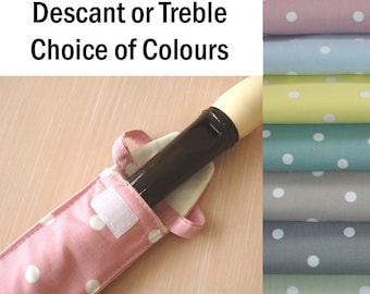 Treble Recorder Descant Carry Case Polka Dots Dot Polkadot Polkadots Cover Bag Pink Blue Green Brown Grey Duck Egg Yellow